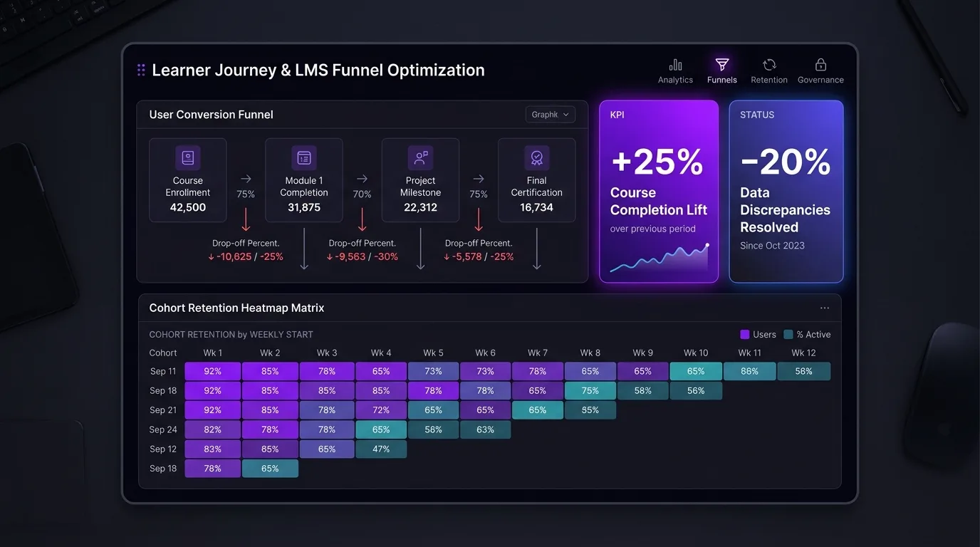 Learner Journey and LMS Funnel Optimization Matrix